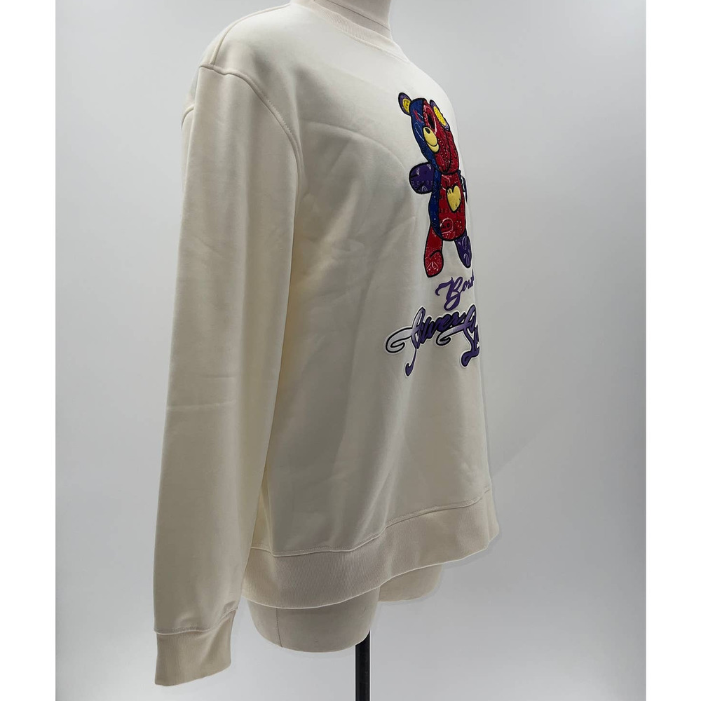 Bleeker & Mercer Cream Embroidered Teddy Bear PullOver Crew Neck Sweater NWT- XL - Picture 3 of 12